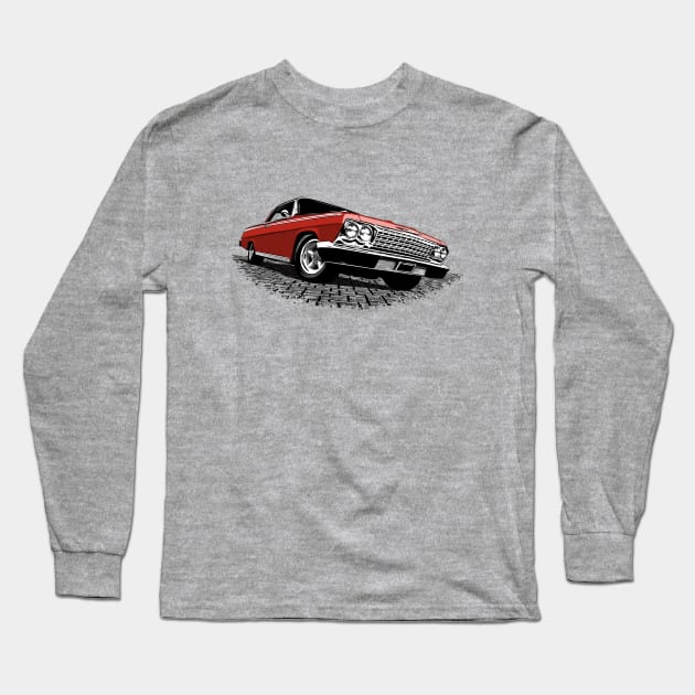 Red 62 Chevy Impala Long Sleeve T-Shirt by ZoeysGarage